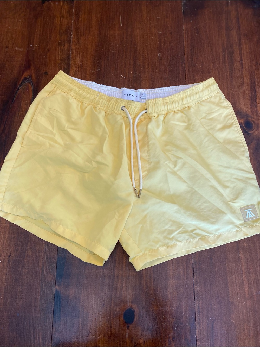 Topman Yellow Elastic Drawstring Swim Shorts
